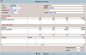 Garment Distributors  - Alteration Job Card