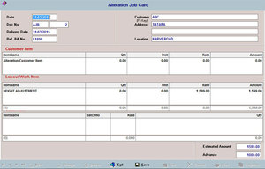 Garment Wholesalers  - Alteration Job Card